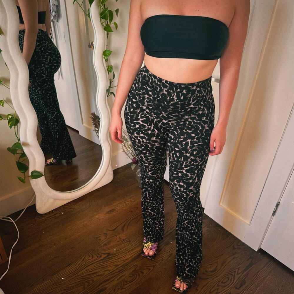 Cheetah print flair pants-Topshop